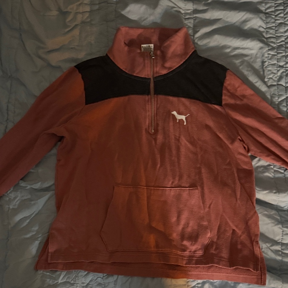 PINK Victoria's Secret Pink and Black Zip Pullover